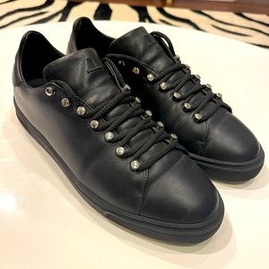 Louis Leeman Mens Black leather sneakers